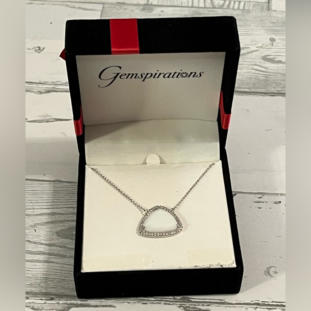 White Jade and Sterling Silver Pendant Necklace